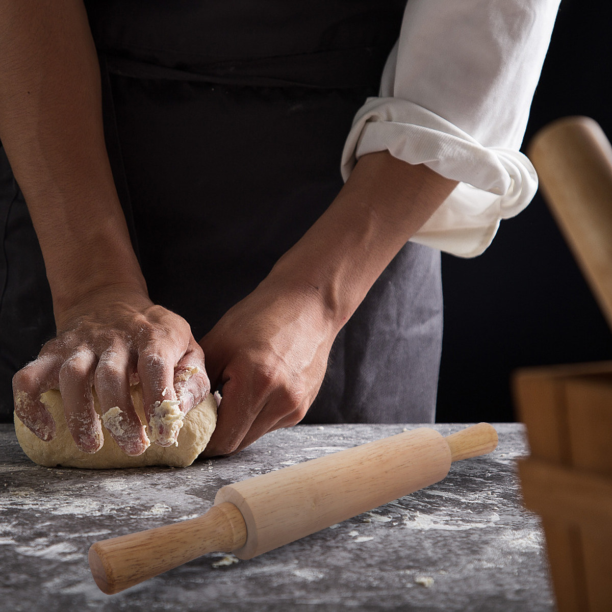 Kitchen Roller Baking - Yüksek Kaliteli Kauçuk Ağacından Yapılmış, Ağır
